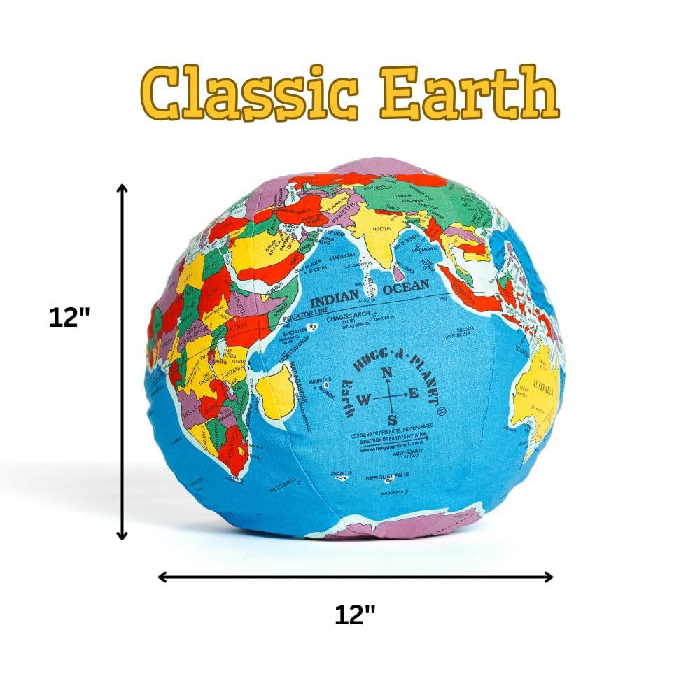 Hugg-A-Planet Classic Political Earth tag and brand logo, authenticity and quality