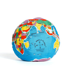 Hugg-A-Planet Classic Political Earth front view, plush globe for newborns