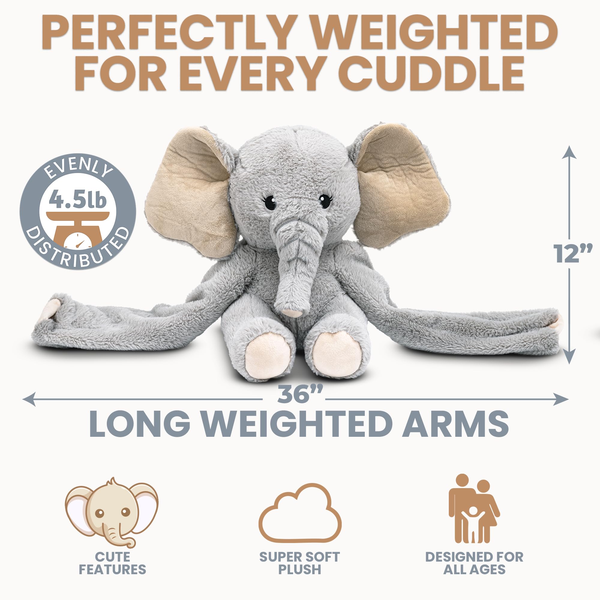 Hathi Elephant plush in ultra-soft fur for cozy snuggles.