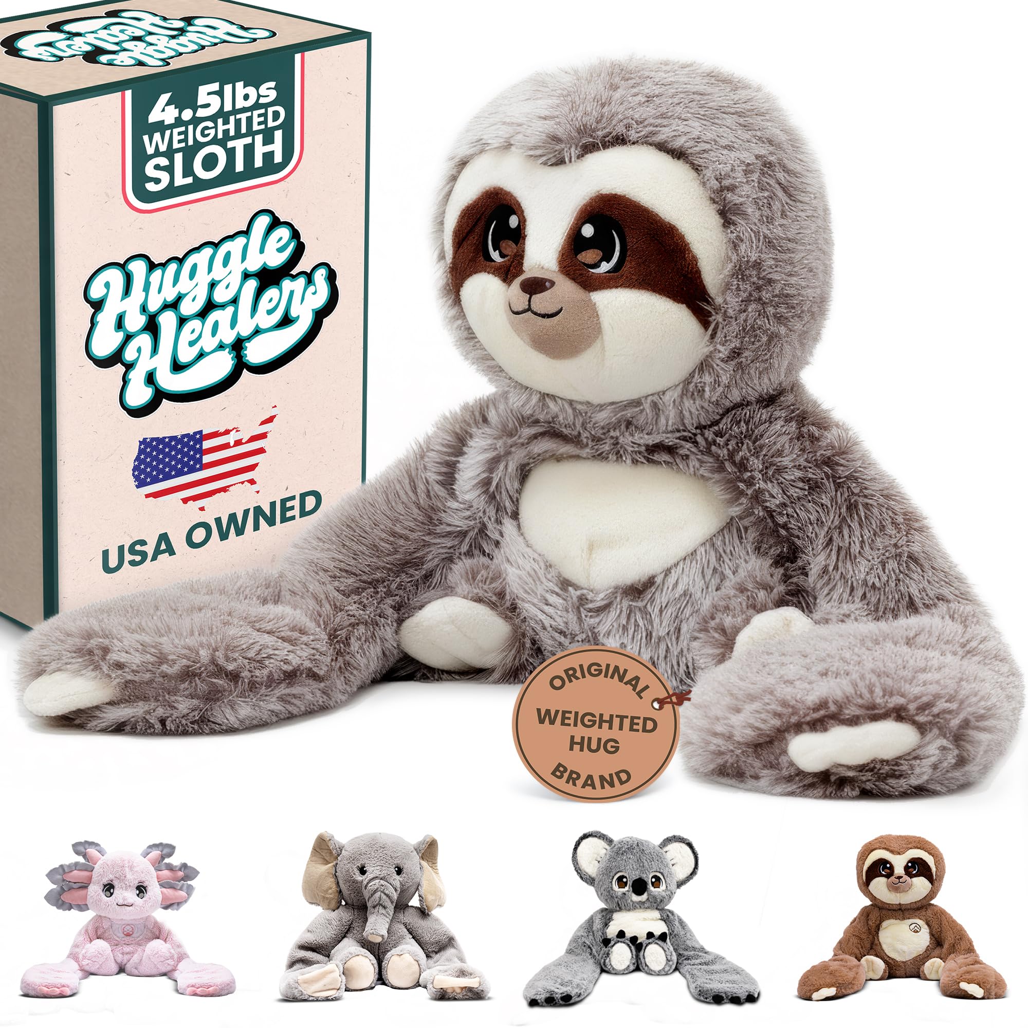 Huggle Healers Marshmallow Sloth with 36-inch arm hug for all ages