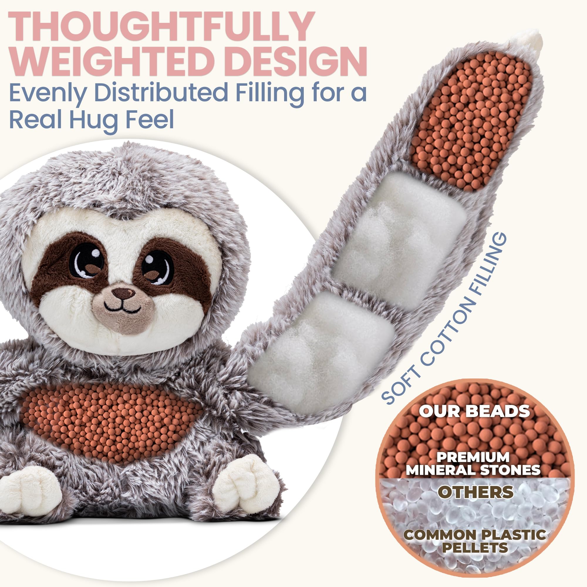 Durable stitching on Marshmallow Sloth for long-lasting hugs