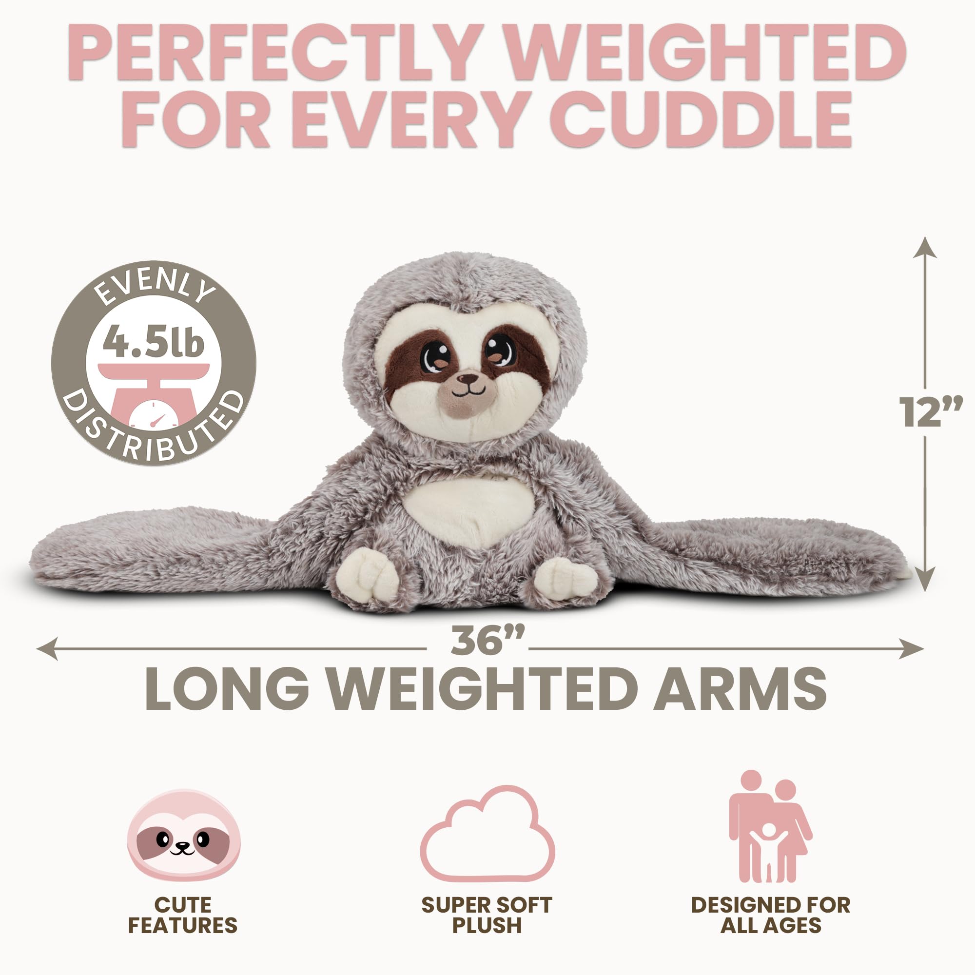 Marshmallow Sloth plush fur is ultra-soft for cozy cuddling