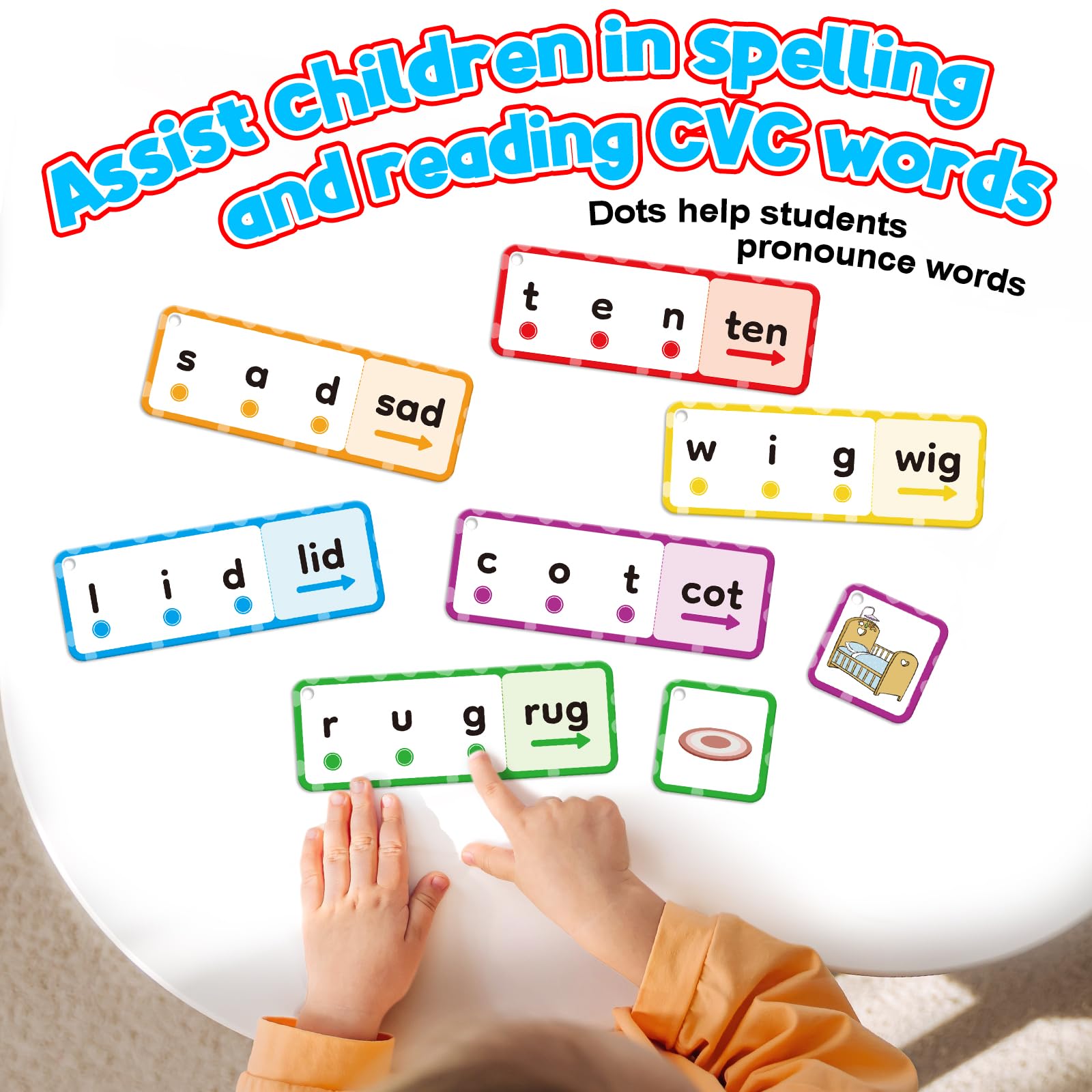HugHush kids using the kit practice spelling and reading at home.