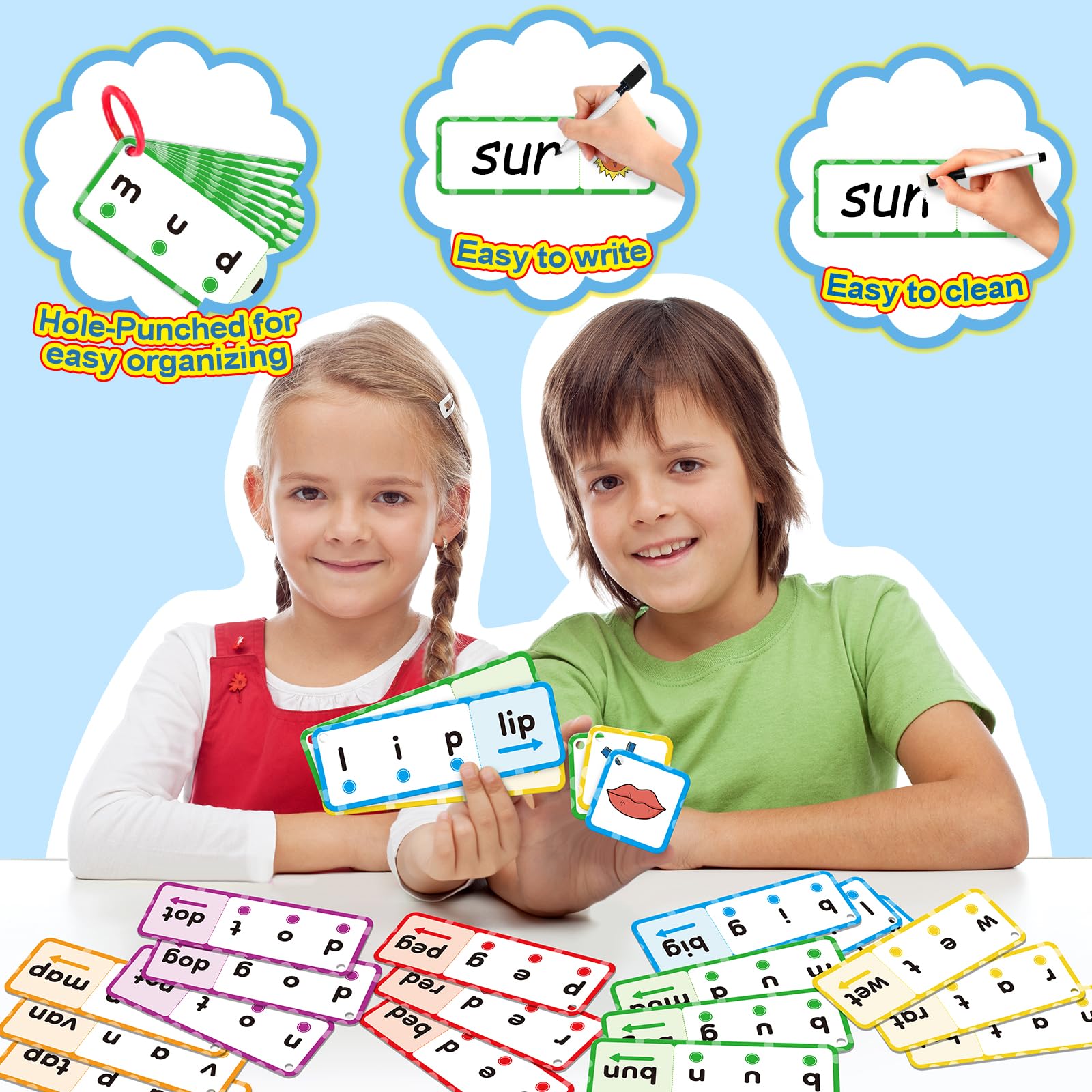 HugHush pre-punched rings organize the cards for mess-free storage and travel.