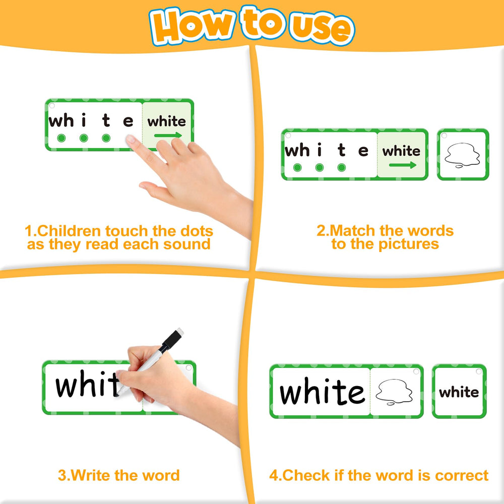 HugHush color-coded phonics cards capture attention and support decoding.