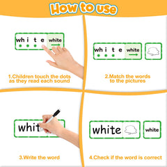 HugHush color-coded phonics cards capture attention and support decoding.