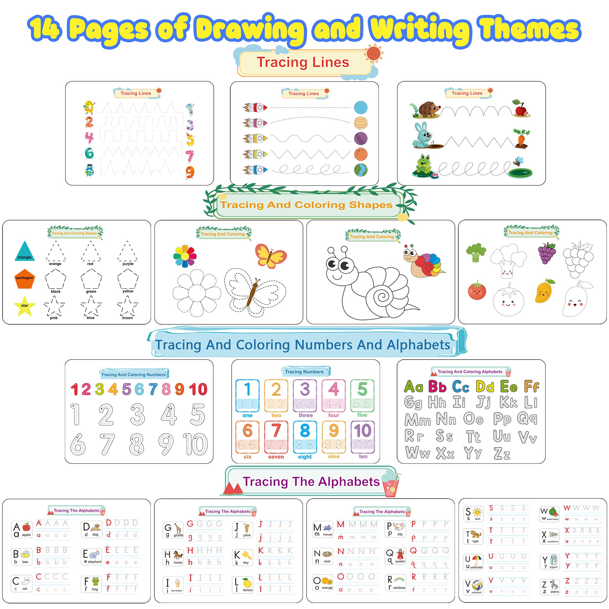 Huijing Busy Book drawing pages with colored pens spark creativity and writing practice.