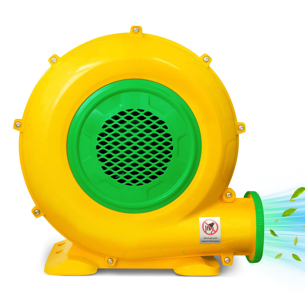 Huilynsen blower powers diverse inflatables for seamless setup.