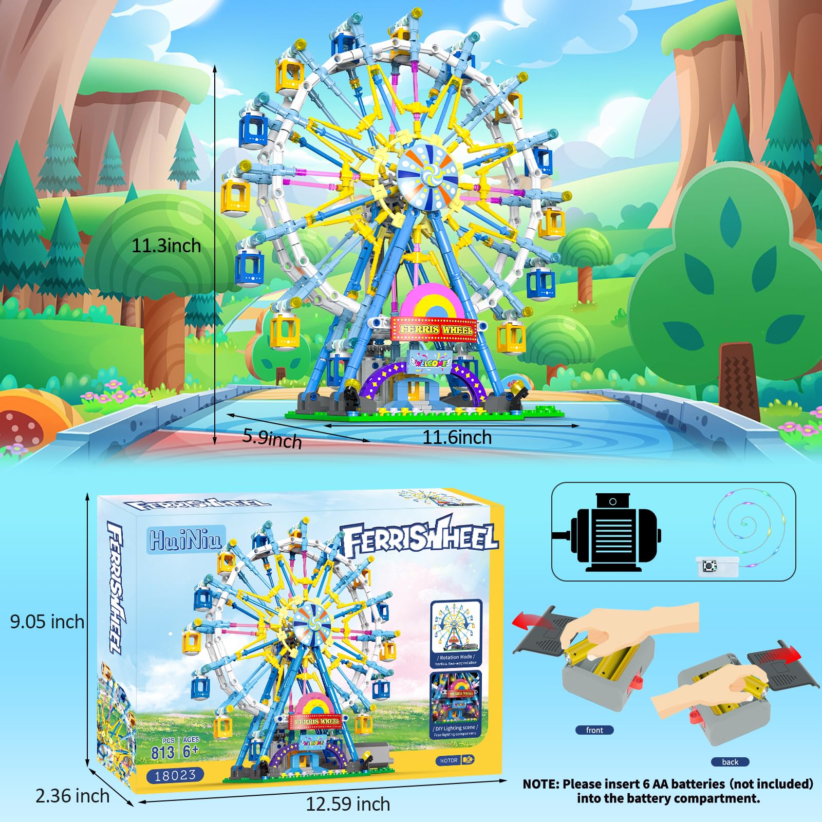 HuiNiu Ferris Wheel two-way rotation showcases smooth motion.
