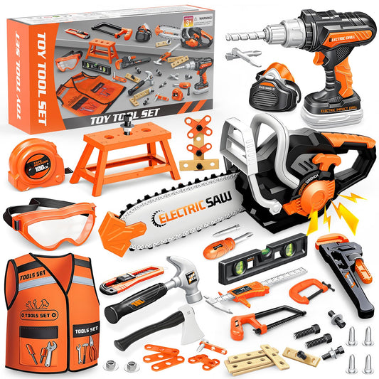 HUITEM Kids Tool Set 56 pcs case for budding engineers during pretend play