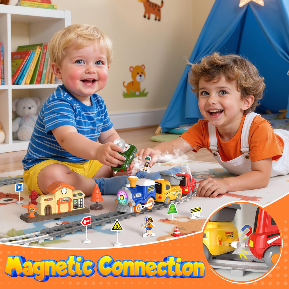 HUITEM Train Set communication truck adds busy city scene for cooperative play
