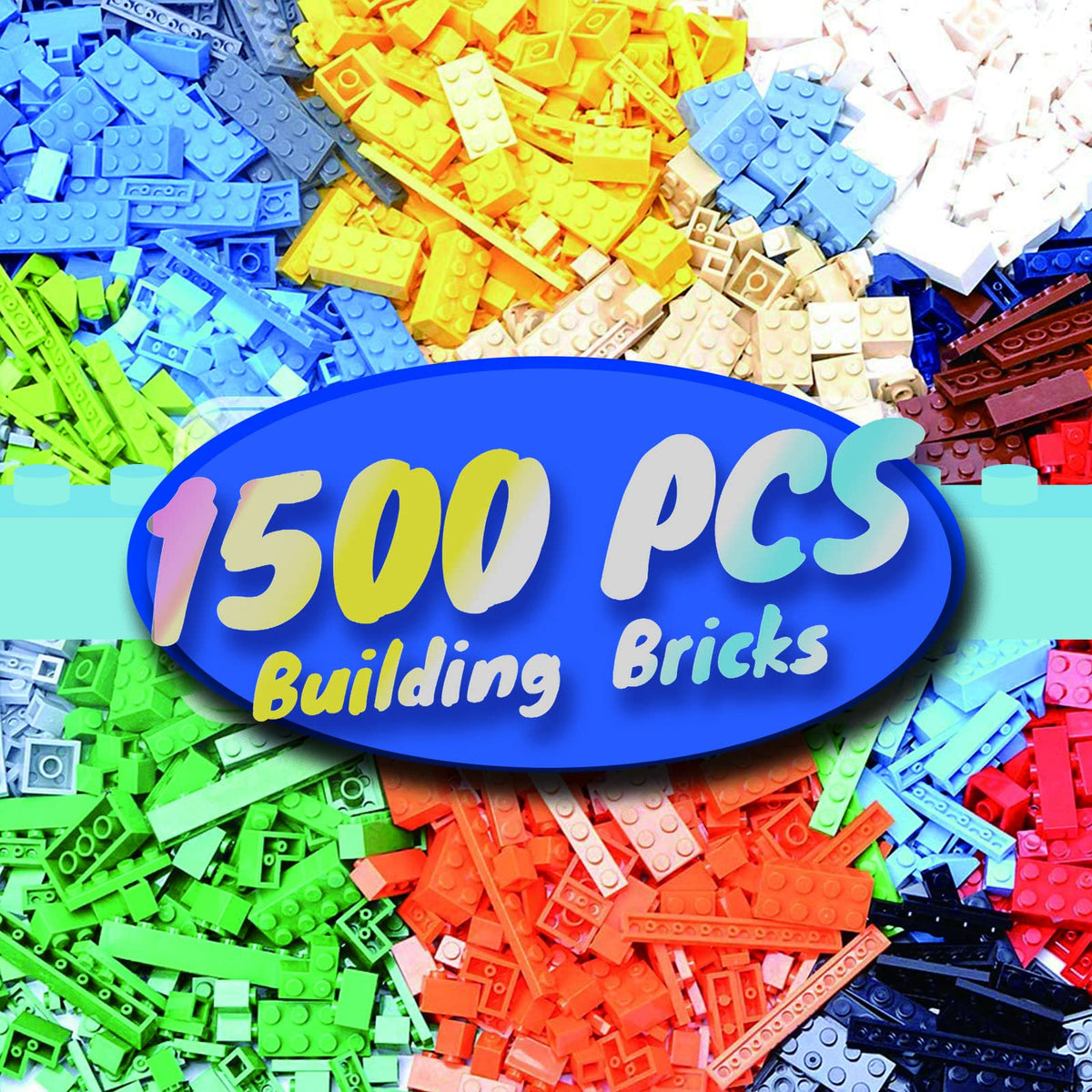 HUIZDQ 1500-piece bricks set assembly view shows versatile compatibility with other brands