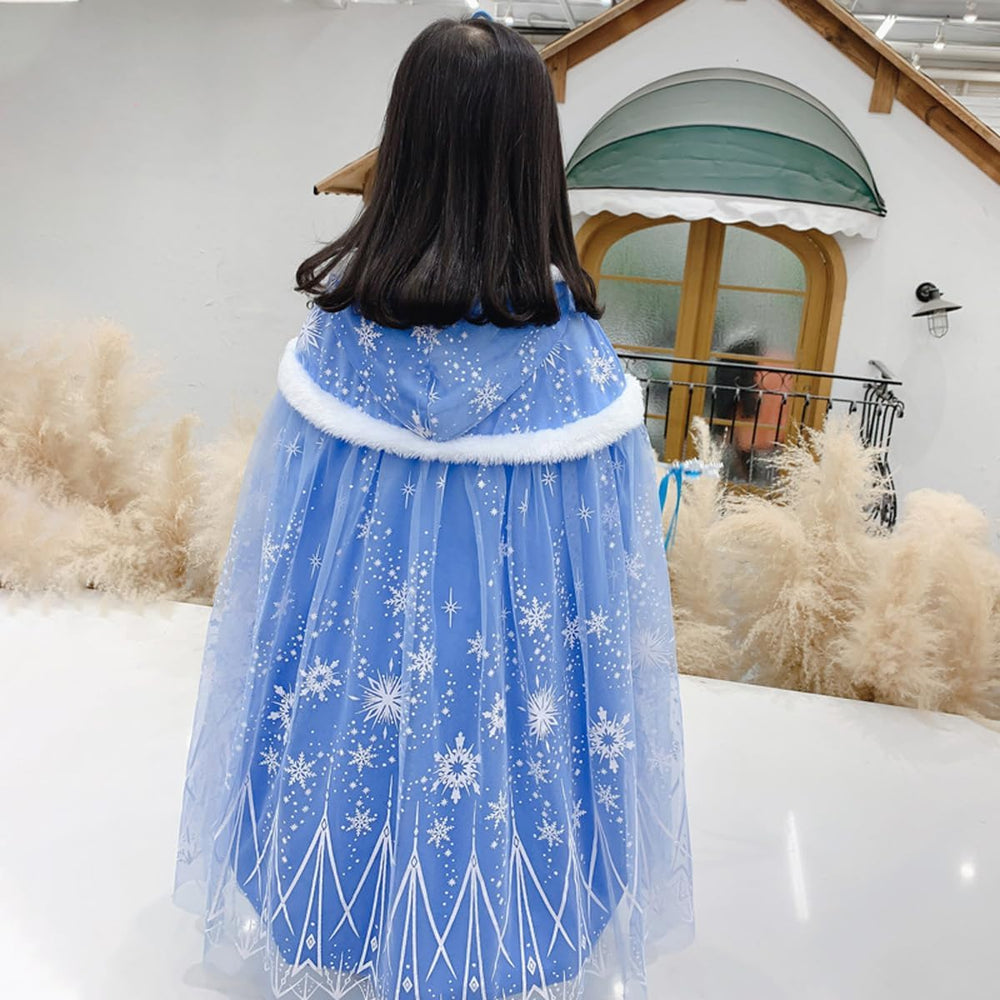 Hulaha Elsa cape blue dress-up setup; perfect for pretend play.