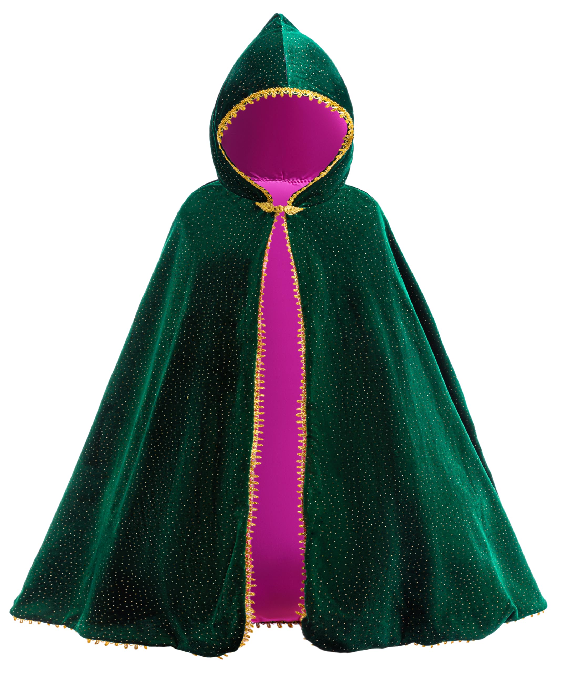 Hulaha girls velvet hooded cape with soft warmth for princess dress-up