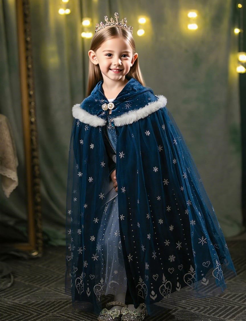 Hulaha princess cape blue 8-10 years; roomy fit supports active play