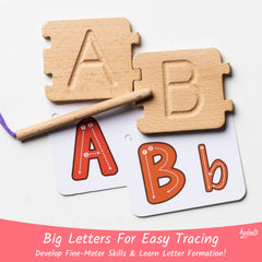 Hulats tracing board in hands promotes letter writing practice and fine motor skills.
