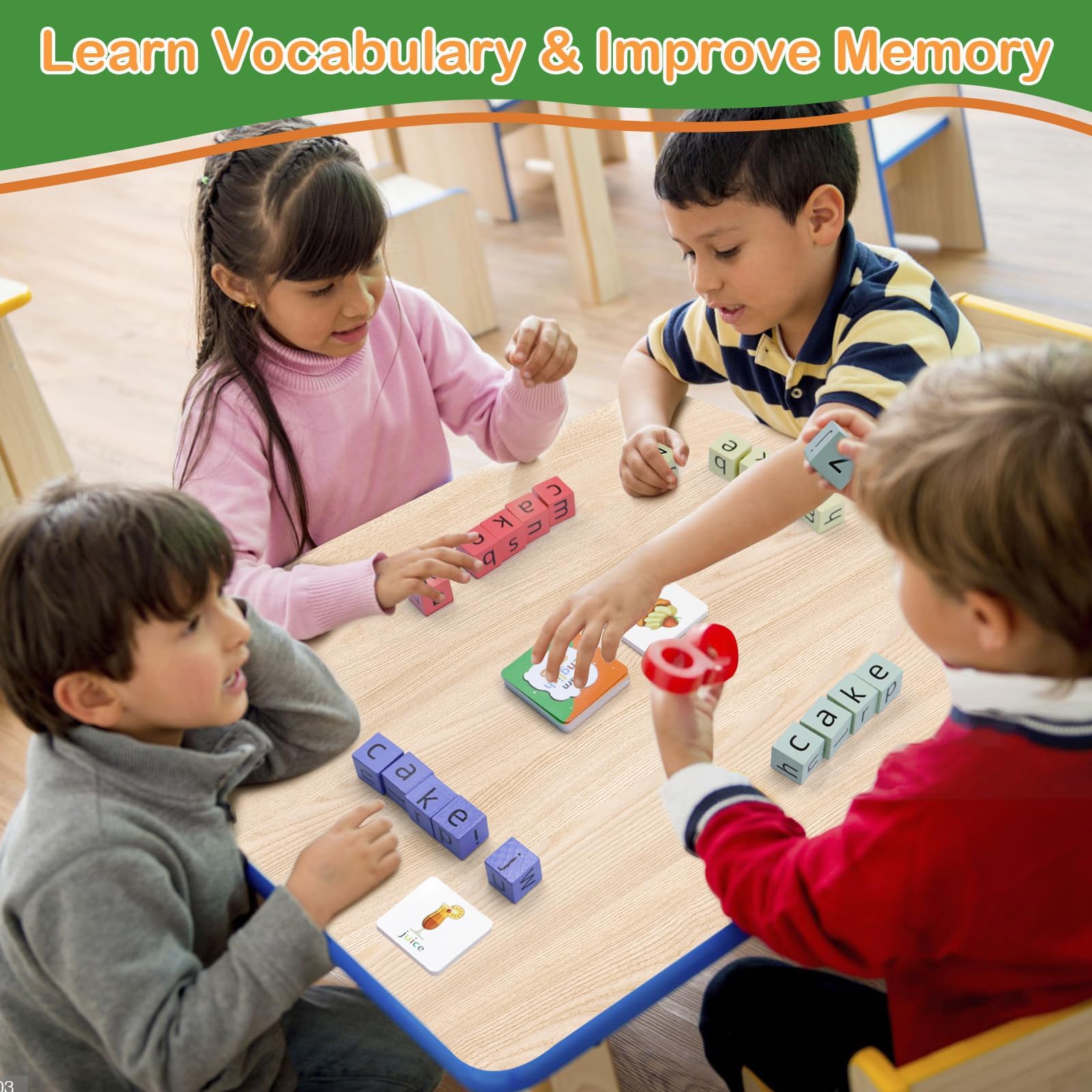 Humerry Word Spelling Games 54 flashcards for word recognition and memory.