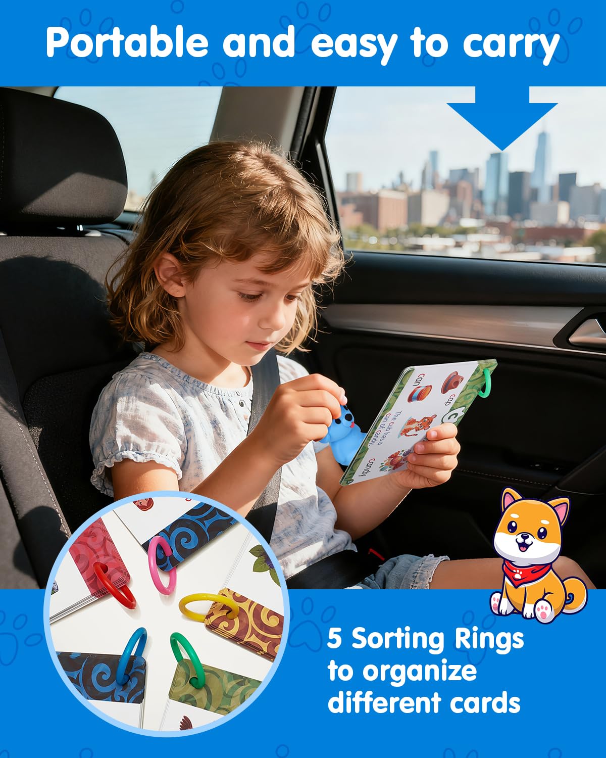 Humzo Reader Dog portable ring image highlights easy storage for travel