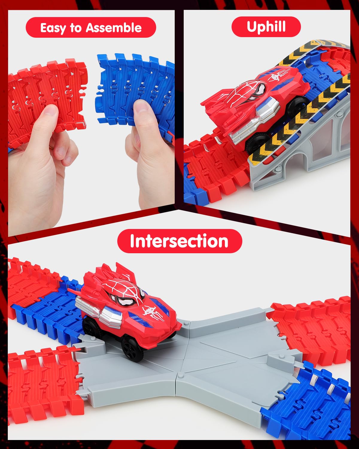 Humzo Spider Tracks 212-piece track system enabling endless layouts and experiments.