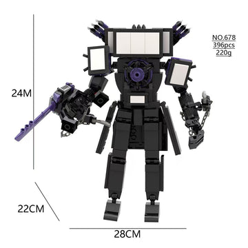 Huncdfe TV man building blocks with vibrant pieces for imaginative construction