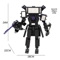 Huncdfe TV man building blocks with vibrant pieces for imaginative construction