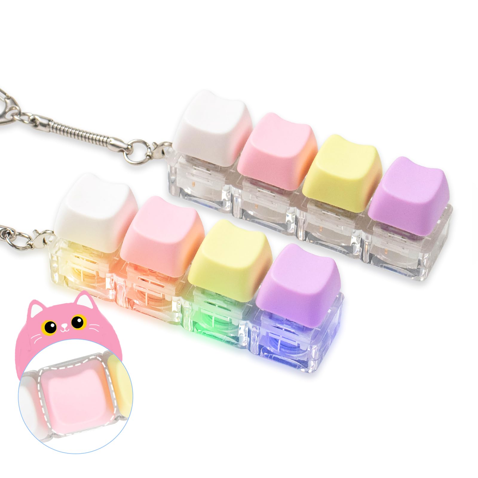 Hunfuthr two piece cat keyboard fidget with LED lights boosts focus