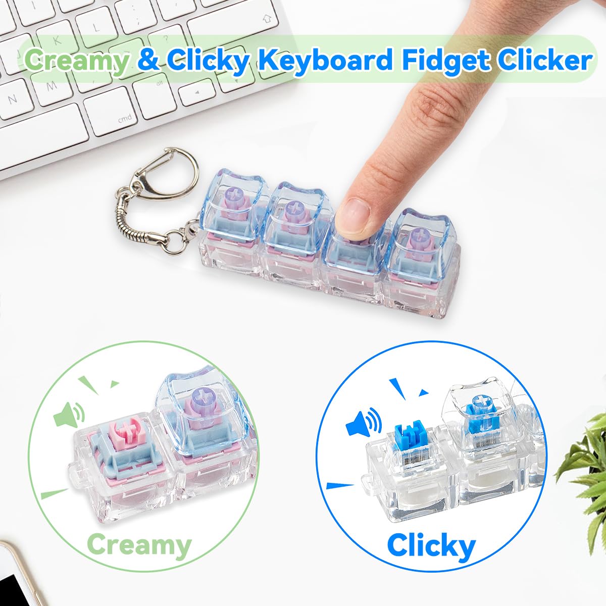 Close-up of Hunfuthr blue cat keyboard fidget in action with clicking sound