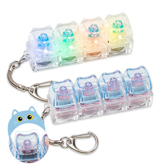 Hunfuthr cat keyboard fidget blue no light with creamy, loud clicks for focus