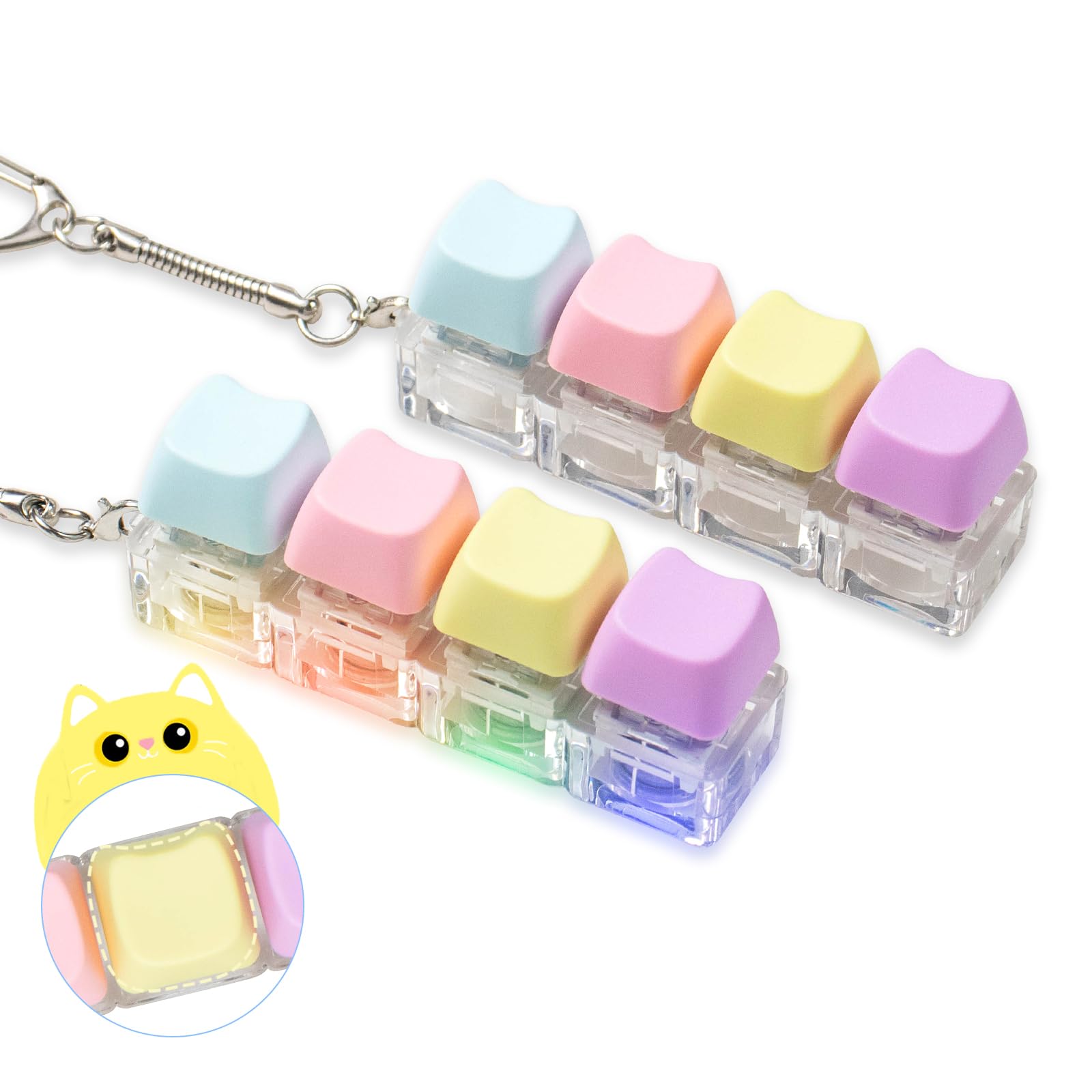 Hunfuthr keyboard fidget cat with yellow LED lights enhances focus during work.