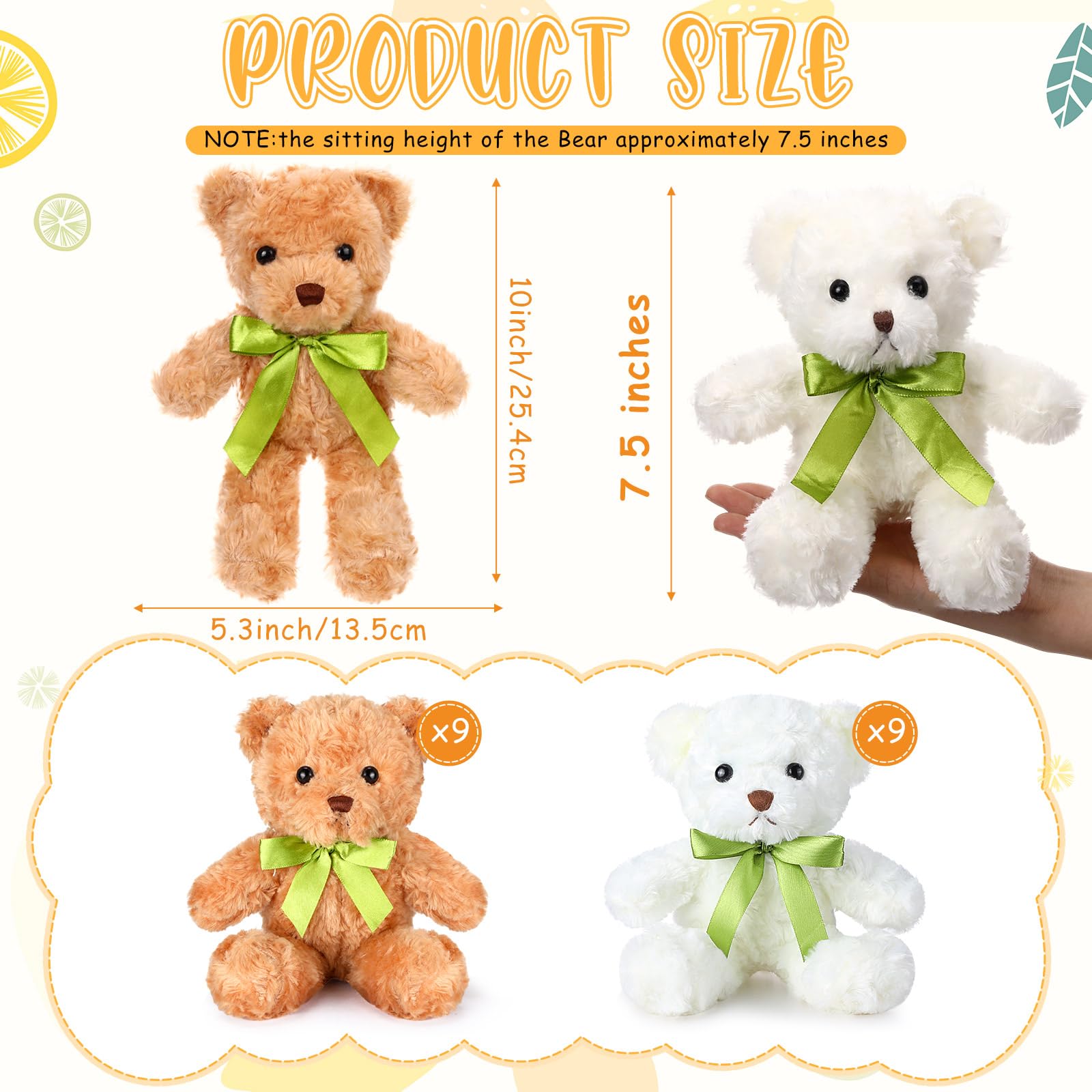 Hungdao light brown bears with soft plush finish for gifts and playtime.