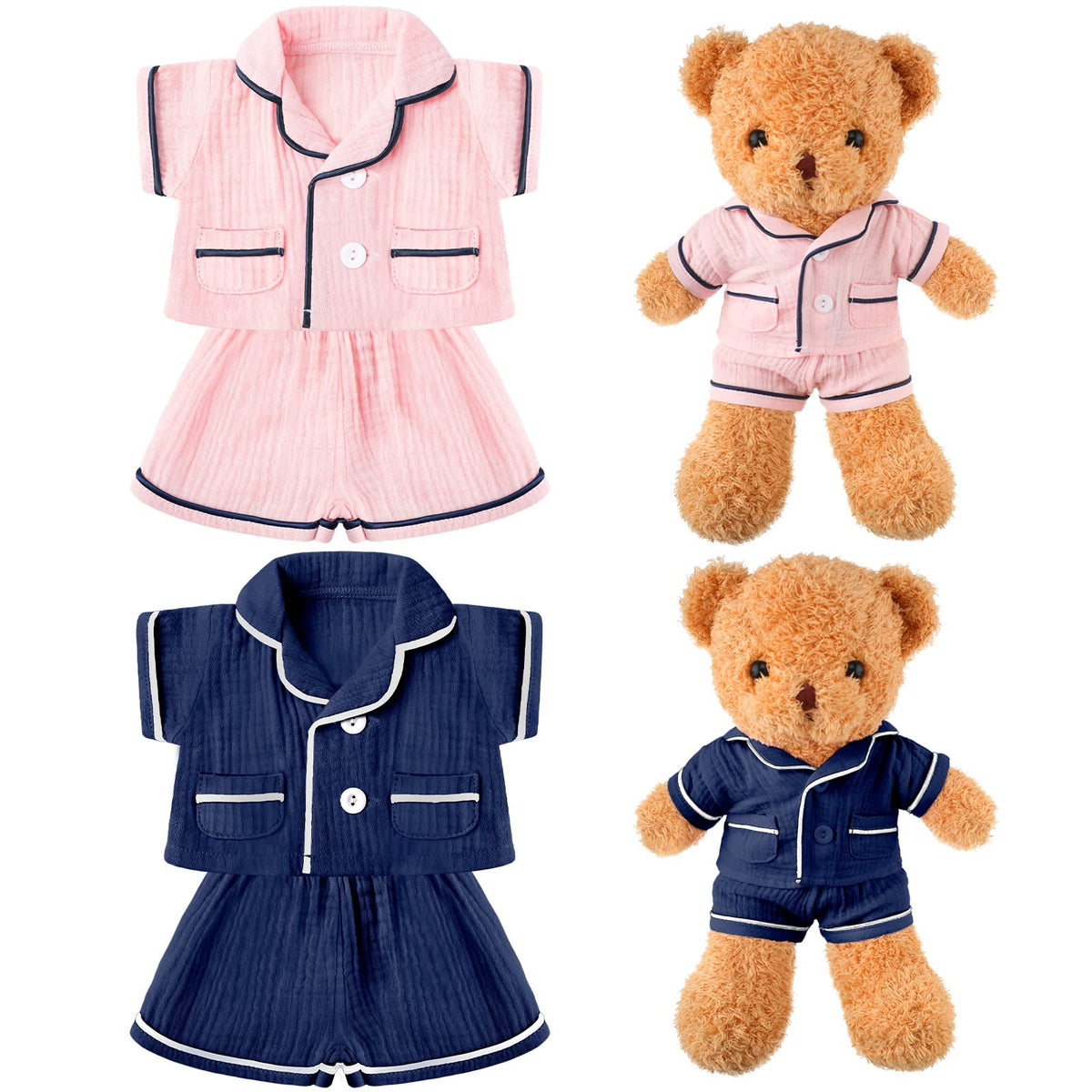 Hungdao pink bear pajamas for 14-18 inch plush bears with soft muslin fabric