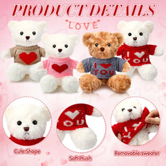 Hungdao bears with khaki, gray, red, pink, and white sweaters ready to gift.