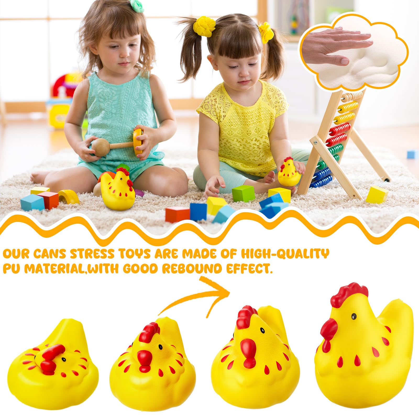 Hungdao chicken squeeze toy bounce back, gentle rebound for calming moments
