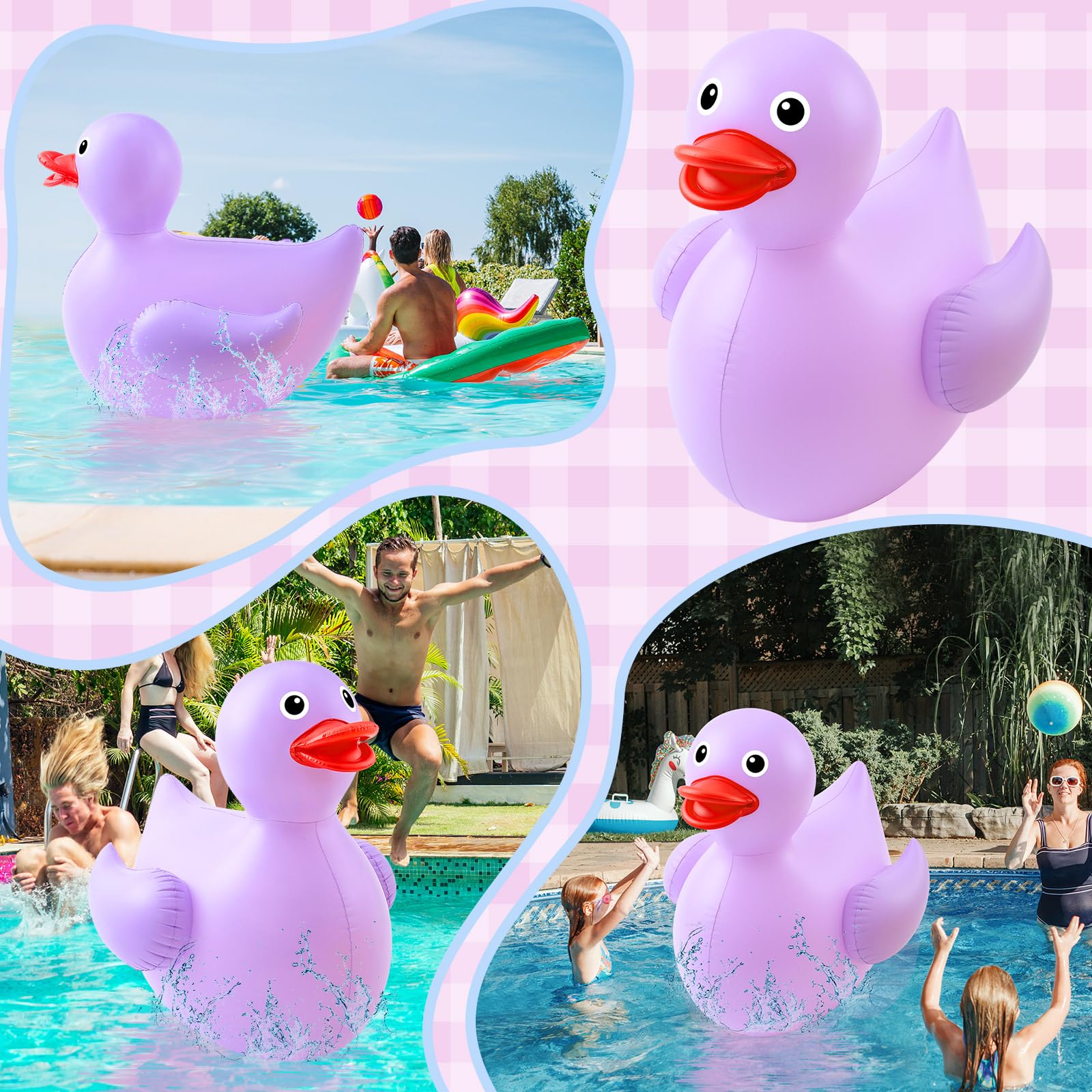 Hungdao purple 4ft duck float in water for parties and gatherings.