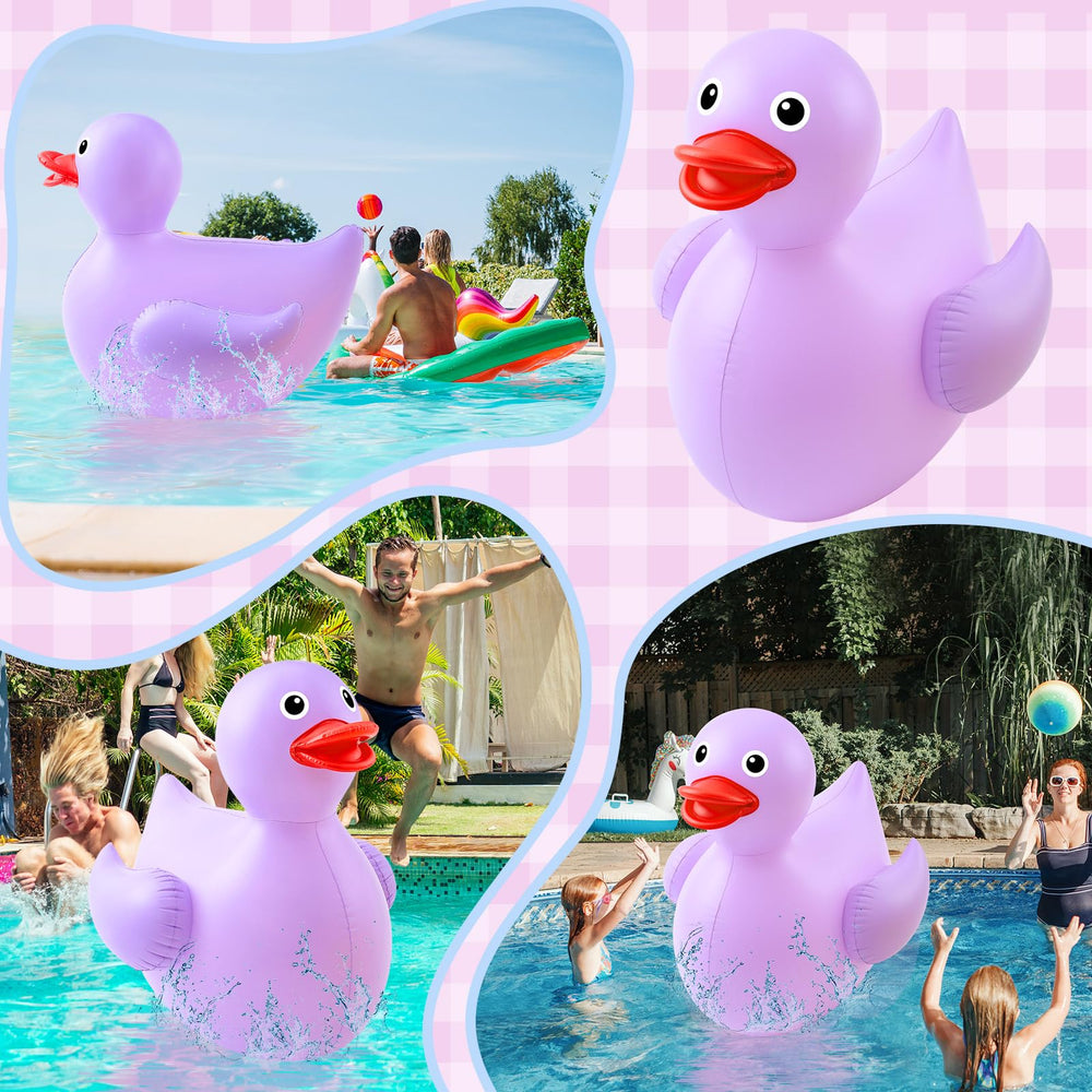 Hungdao purple 4ft duck float in water for parties and gatherings.