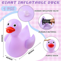 Hungdao giant inflatable duck purple side view ideal for pool time.