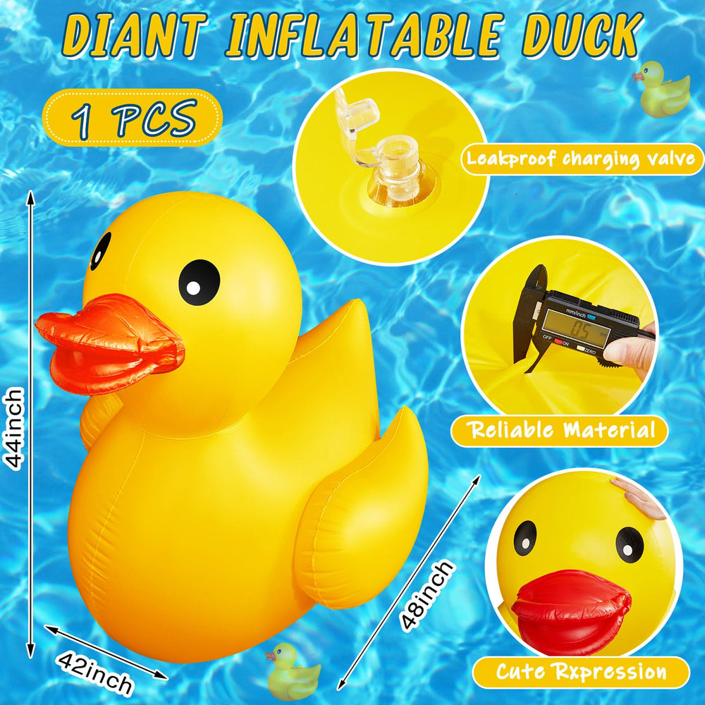 Hungdao giant inflatable duck in bright yellow pool float enhances summer parties.