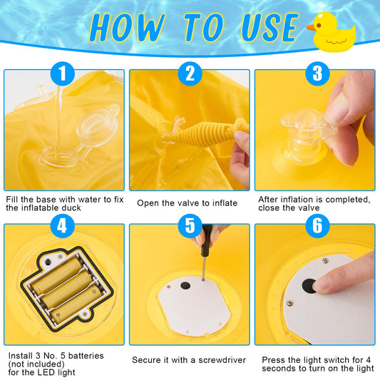 Hungdao LED duck pool decoration glowing at night for parties.