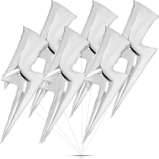 Hungdao 45-inch silver lightning bolt foil balloon for dramatic backdrops.
