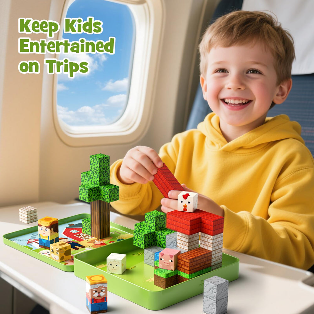 Hunloot farm animals magnetic cubes support color and shape recognition