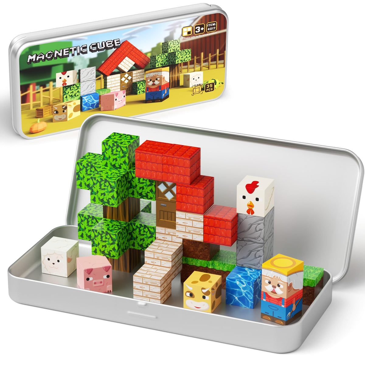 Hunloot mini magnetic blocks farm animals box used for travel play