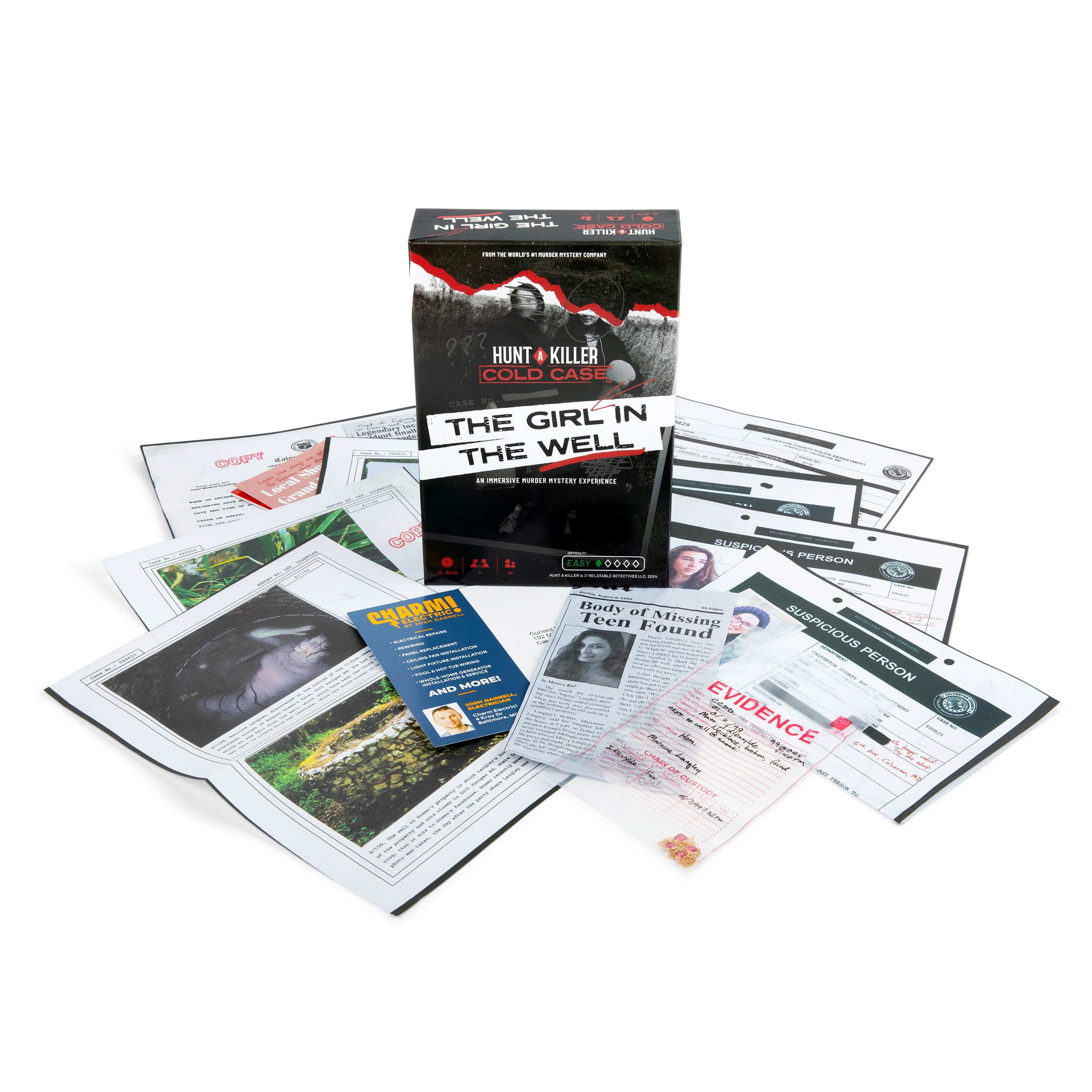 Hunt A Killer date-night setup creates intrigue and shared problem solving.