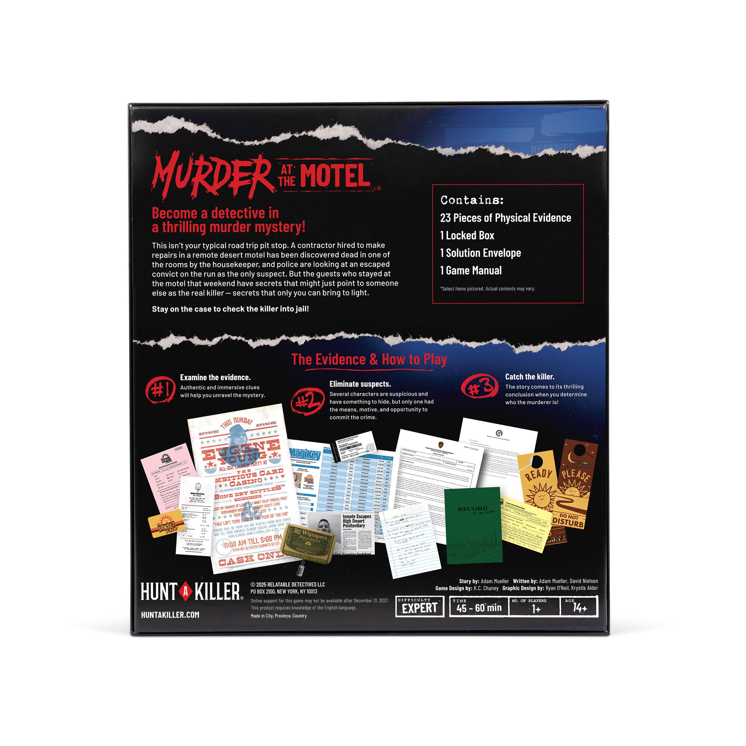 Hunt A Killer Murder at the Motel game components support collaborative sleuthing.