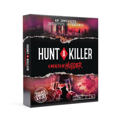 Hunt A Killer Wealth Of Murder box opened reveals clues for an immersive night.