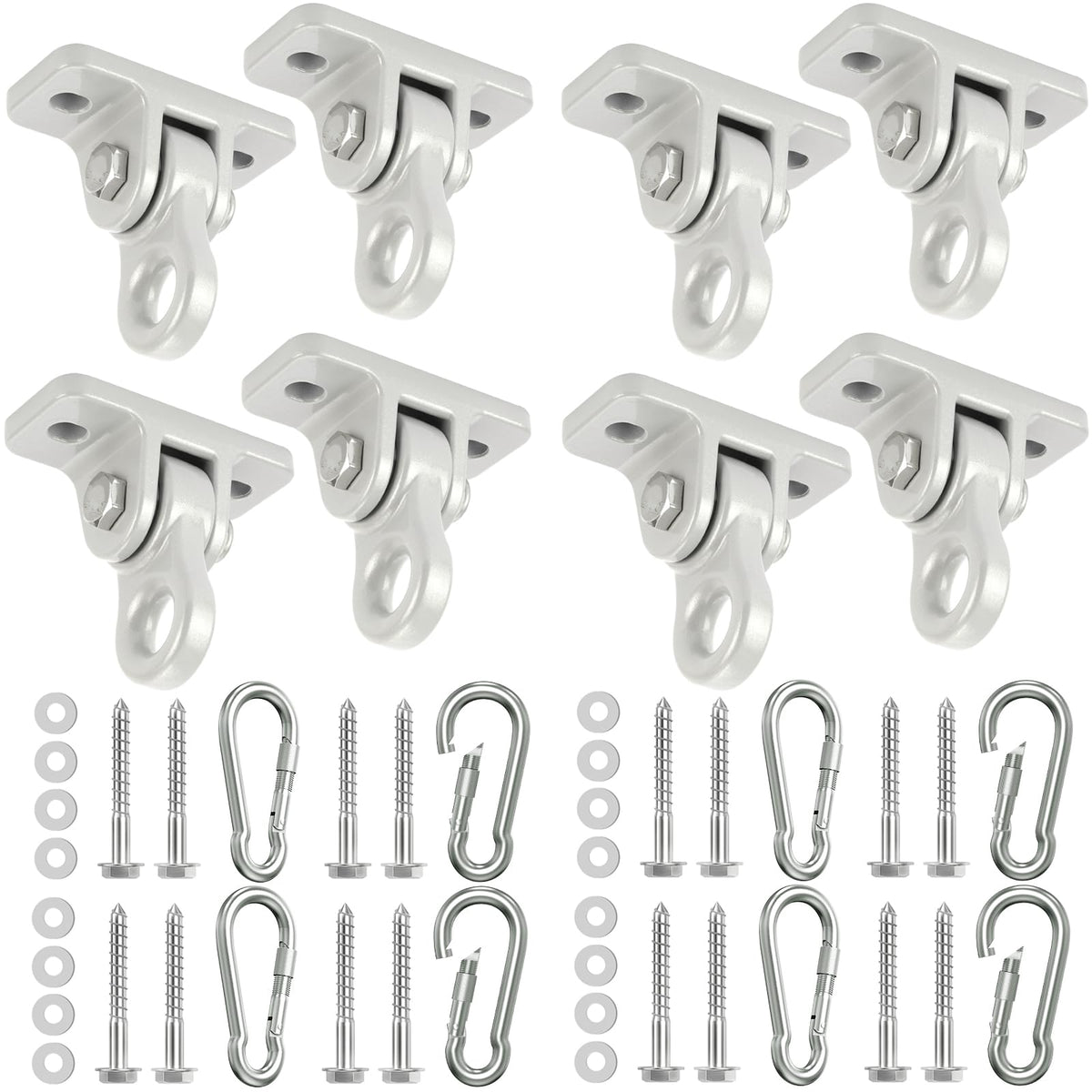 HUPBIPY heavy-duty porch swing hangers close-up shows robust aluminum construction for outdoor use.