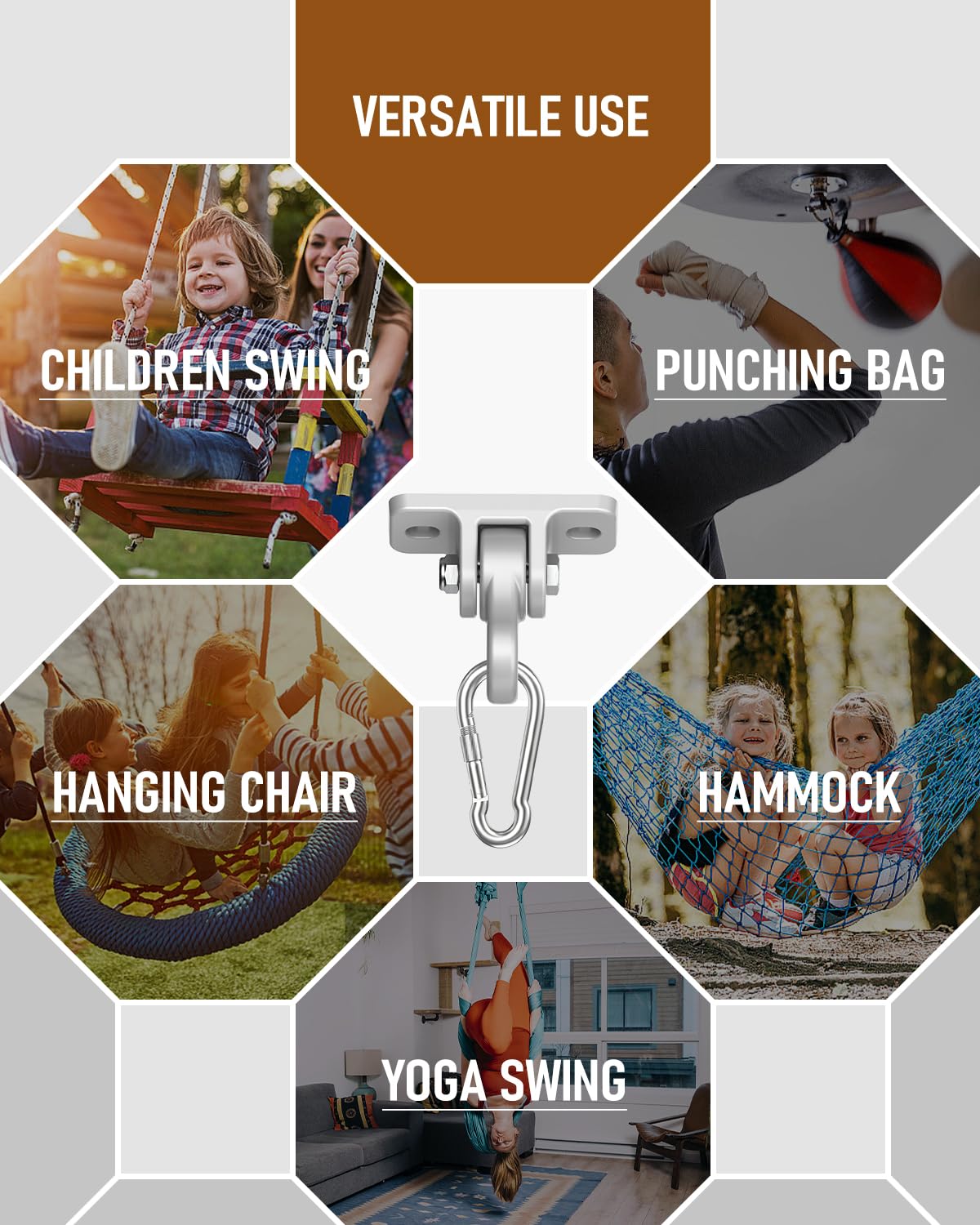HUPBIPY outdoor swing hangers in use on a porch setup.