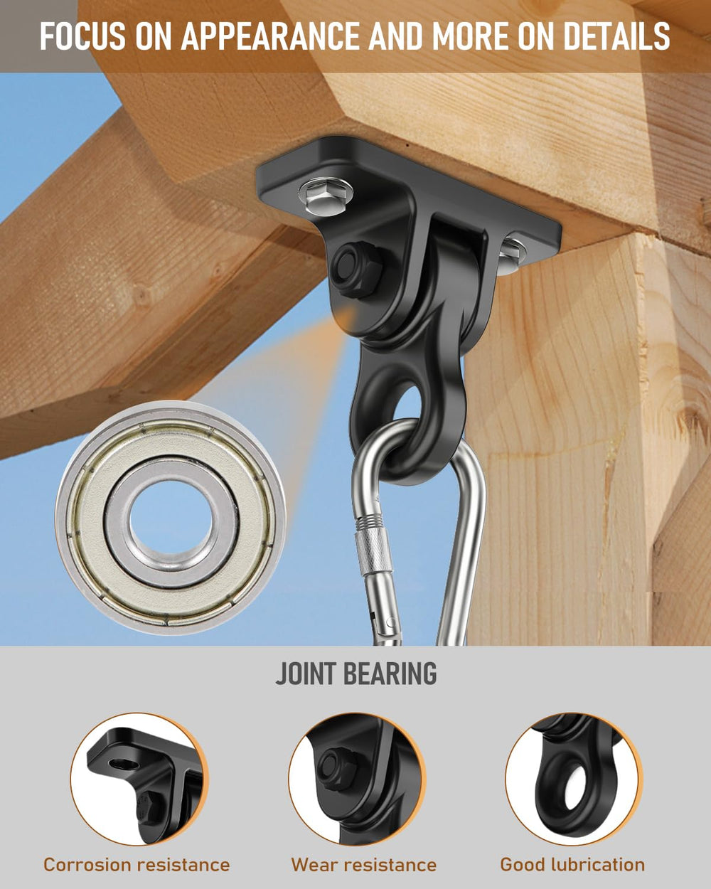 HUPBIPY one‑piece design swing hanger reduces wobble and noise.