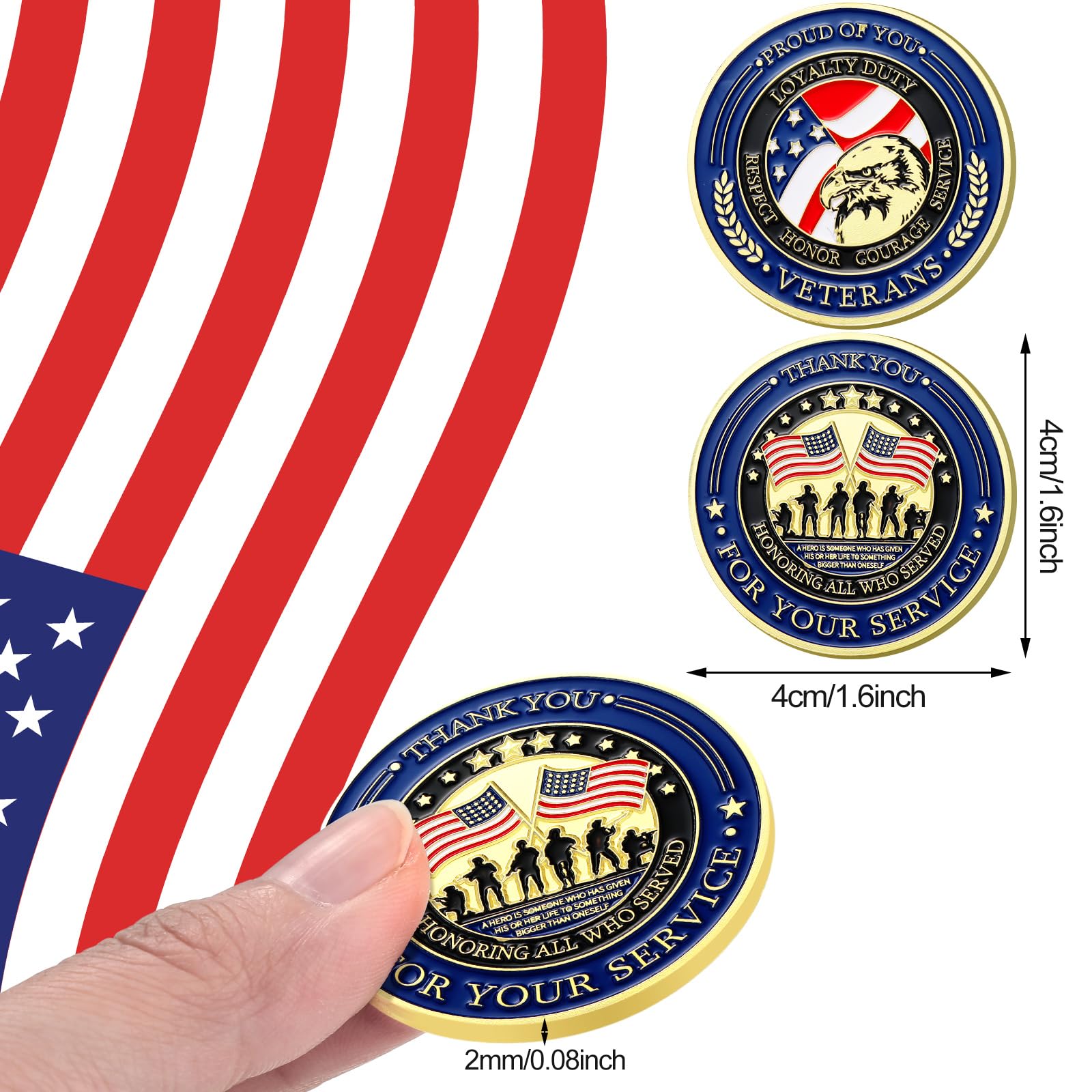 Huquary military challenge coin back design featuring Thank You for Your Service message