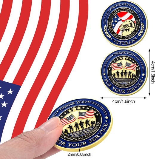Huquary military challenge coin back design featuring Thank You for Your Service message