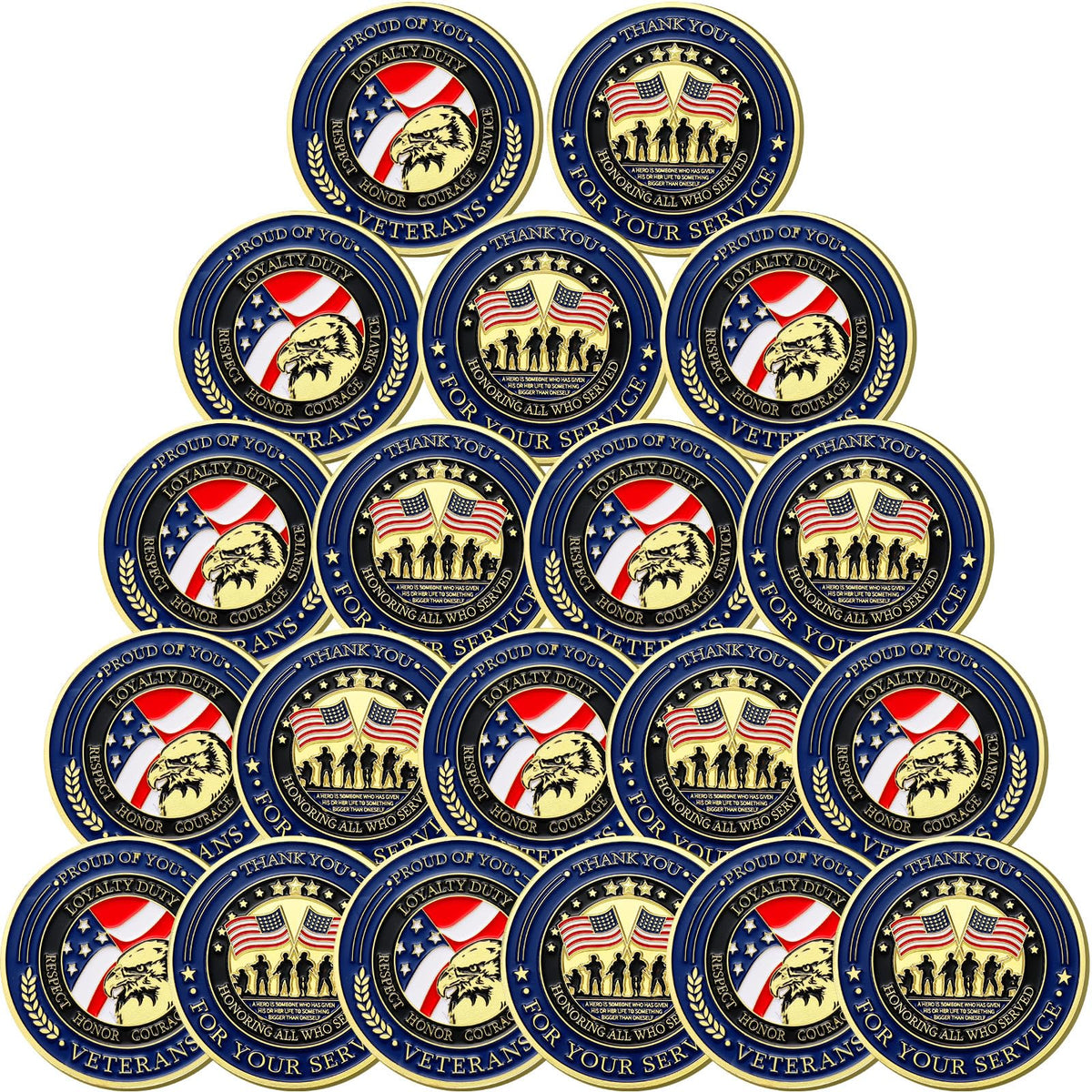 Huquary military challenge coin front design with patriotic imagery for gifting